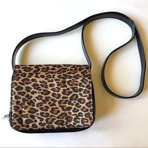 Mondani Leopard Print Patent Leather Crossbody Bag